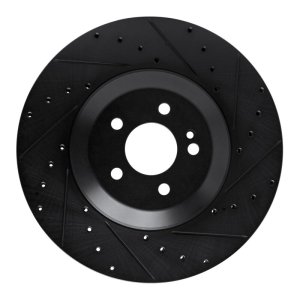 Mercedes-Benz E450 Brake Rotor (1) - Rear Right - R1 Concepts - Drilled & Slotted - Black - `17-`23